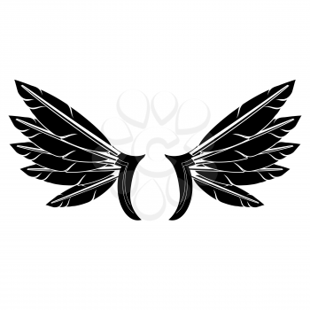 Angel or Phoenix Wings on White Background. Winged Logo Design. Part of Eagle Bird. Design Elements for Emblem, Sign, Brand Mark.