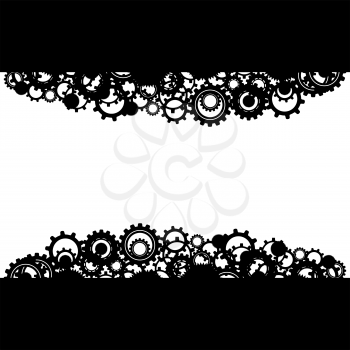 Techno Pattern with Geometric Gear Wheels Icon. Machinery Logo. Modern Mechanism Cog Concept. Technological Mechanical Cogwheel Tool on White Background. Teamwork Symbol. Part of Transmission.