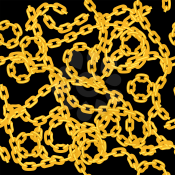 Set of Different Metal Chains Isolated on Black Background. Metallic Seamless Pattern.