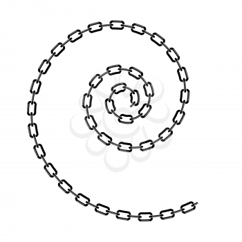 Grey Chain Spiral Isolated on White Background.