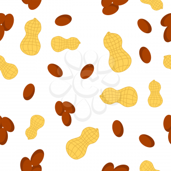Tasty Peanut Seamless Pattern Isolated on White Background. Nut Seeds.