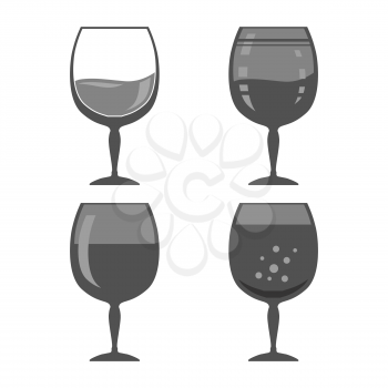 Glass of Wine Isolated on White Background. Wineglass Symbol. Glassware Concept. Liqueur Cup. Wine Glass. Glassware Silhouettes. Drink Icon.