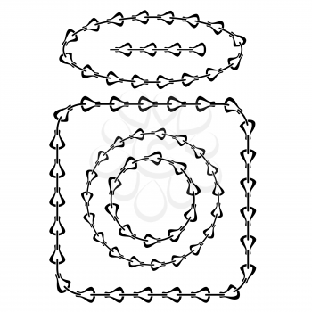 Set of Different Chain Frames Isolated on White Background.