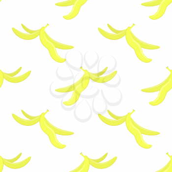 Yellow Banana Skin Seamless Pattern Isolated on White Background.