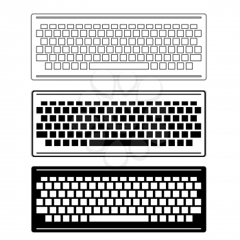 Computer Keyboard Icon Set Isolated on White Background. PC Buttons. Part of Desktop.