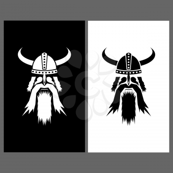 Viking Silhouettes Icons Isolated on White Black Background.