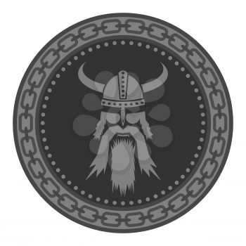 Viking Head Silhouettes Icon Isolated on White Background.