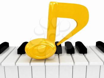 3d note on a piano. On a white background