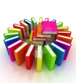 Colorful books on a white background
