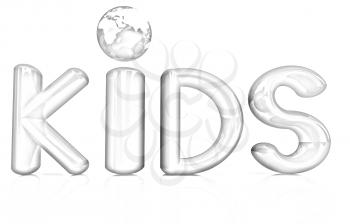 3d colorful text Kids on a white background