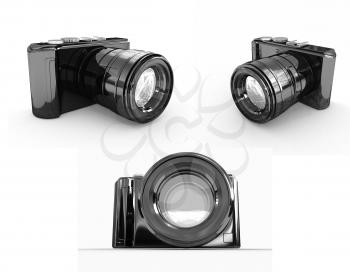 3d illustration of photographic camera on white background