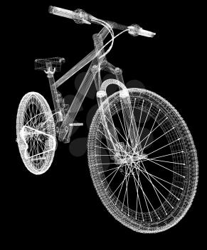 bicycle as a 3d wire frame object isolated