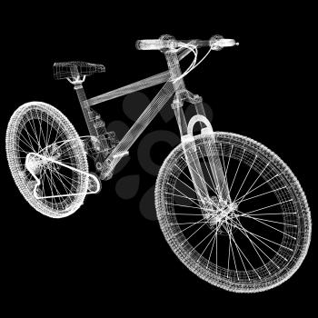 bicycle as a 3d wire frame object isolated