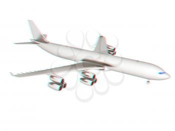 Airplane. 3D illustration. Anaglyph. View with red/cyan glasses to see in 3D.