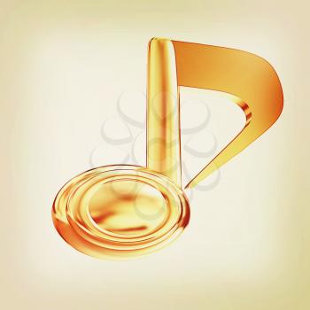 Music note on a white background. 3D illustration. Vintage style.