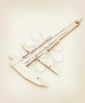 Vernier caliper on a white background. 3D illustration. Vintage style.