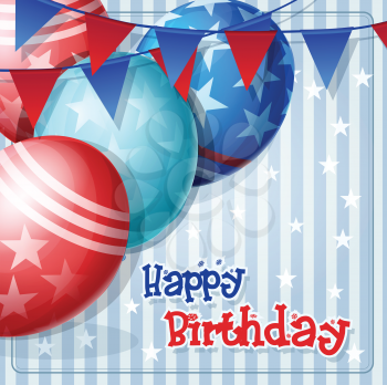Royalty Free Clipart Image of an American Themed Happy Birthday Background