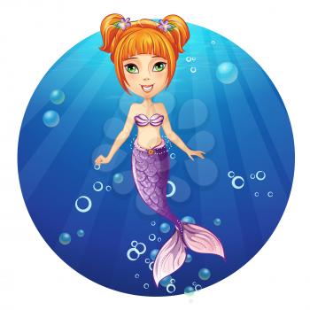 Royalty Free Clipart Image of a Little Mermaid