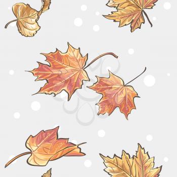 Royalty Free Clipart Image of a Falling Leaf Background