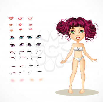 Royalty Free Clipart Image of a Girl With Facial Features at the Side