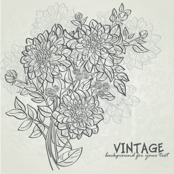 Royalty Free Clipart Image of a Vintage Flower Background