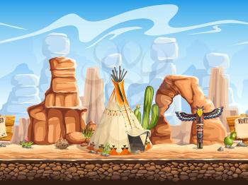 Tileable horizontal background wild west. Set3