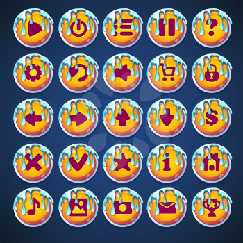 set of buttons with caramel streaks for web video game