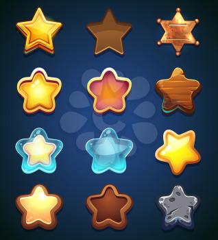 vector illustration set of stars on a blue background