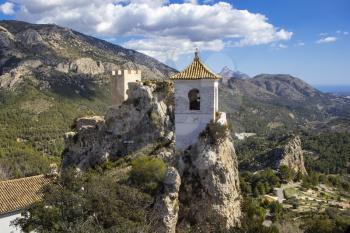 Guadalest castle with bell tower. Guadalest Alicante, Valencia, Spain