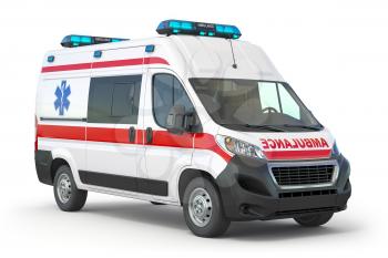 Ambulance car isolated on white. 3d illustration