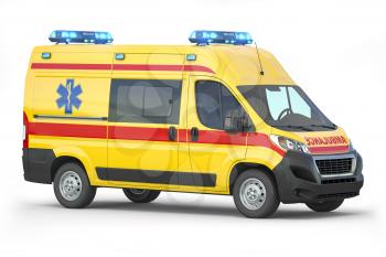 Ambulance car isolated on white. 3d illustration