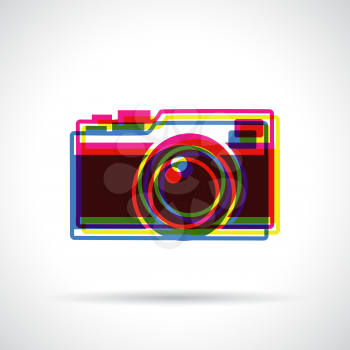 Hipster camera icon. Anaglyph 3d colors. Flat modern design.