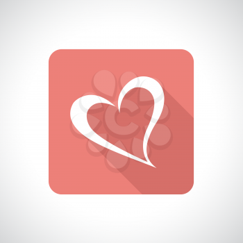 Heart icon with shadow. Connected hearts. Square icon. Flat modern design.