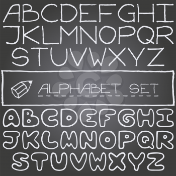 Hand drawn set on letters, 2 full alphabets. Chalk board effect.