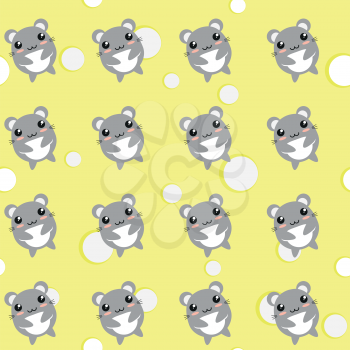 Seamless background of mice and cheese. Vector illustration.