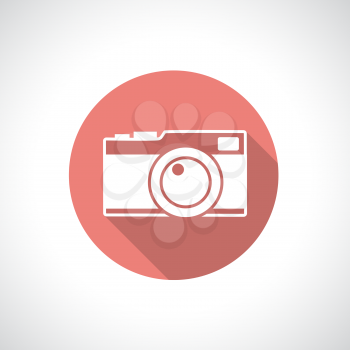 Vintage camera icon with shadow. Square icon. Flat modern design.