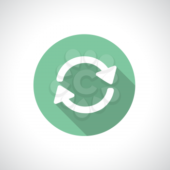 Recycle icon. Pre-loader icon. Round pictogram. Flat modern design with long shadow.