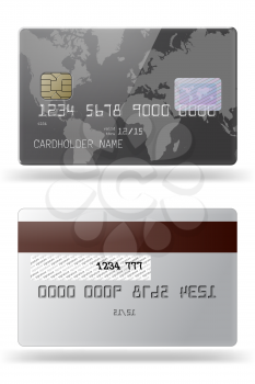 Hhighly detailed glossy credit card. Front and back sides.
