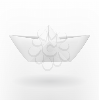 Paper boat, origami effect. Realistic vector illustration.