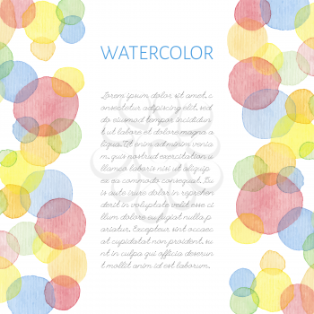 Hand painted water color brush stains with text. Cute decorative template. Bright colorful border panels. Great for baby shower invitation, birthday card, scrapbooking etc. Vector illustration.