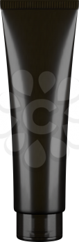 Black tube. Product mock up isolated on white background. Blank packaging for cosmetic products like cream or lotion, as well as tooth paste, hair gel, acrylic paint, sauce and more.