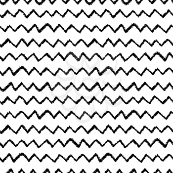 Seamless chevron pattern. Hand painted with oil pastel crayons. Black stripes on white background. Design element for printables, wallpaper, baby shower invitation, birthday card, scrapbooking etc.