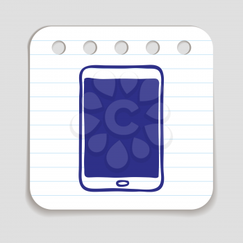 Doodle Tablet Touch Pad PC icon. Infographic symbol in a circle. Line art style graphic design element. Web button. Technology computer web application concept