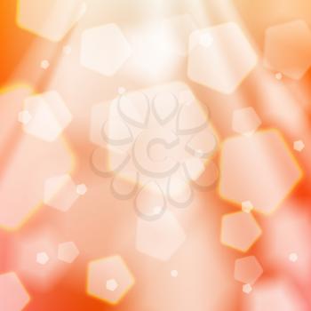 Abstract orange background. Sunlight, bokeh, shiny and sparkly backdrop. Graphic design element for wedding or baby shower invitation, birthday card. Vector illustration.