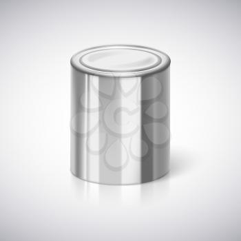 Tin closeup with reflection. Object for design and branding.