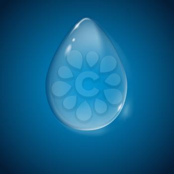 Water drop on blue background. Ecology concept. Eps 10 vector illustration.