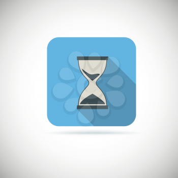 Flat hourglass icon, style with long shadows