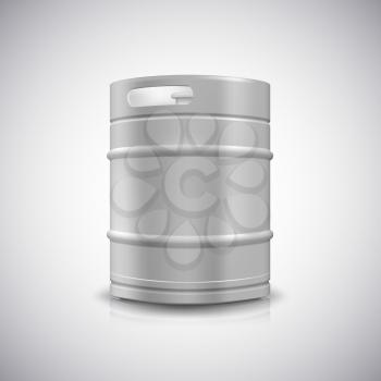 Metal beer keg with grained and shadow, vector illustration.