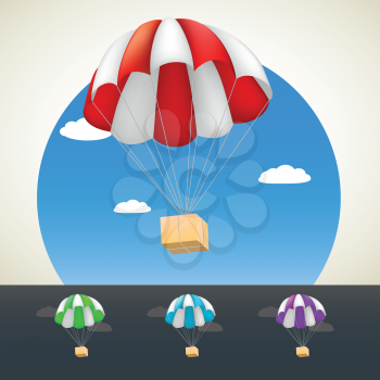 Parachute with sending.  Set of colored parachutes for your design.