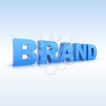 The word brand, volumetric, three-dimensional, vector with the reflexes of